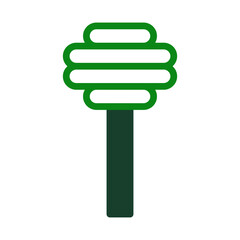 Abstract stylized tree illustration with organic form and green color tones