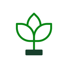 Abstract minimalist green plant icon symbolizing growth and environmental awareness