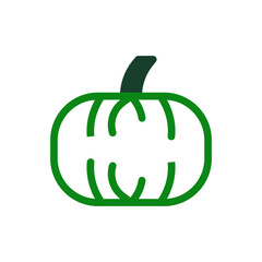 Stylized green pumpkin vector illustration on white canvas symbol of autumn
