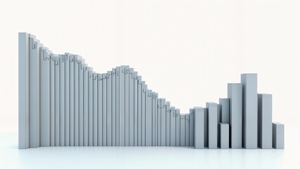 A 3D rendering of a bar chart with a white background.