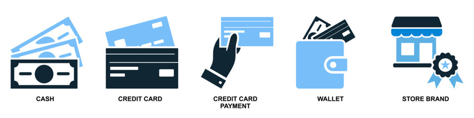 Set of shopping icon vector for retail, commerce, and sales design. Ideal for market, store interface, e-commerce layout, and shop illustration