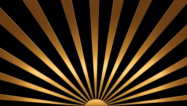 Abstract golden sunburst pattern against black background.