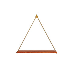 Triangular Hanging Wooden Shelf with Gold Metal Accents