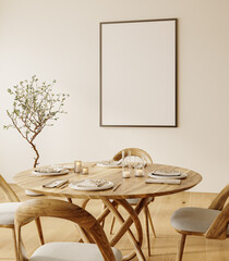 Elegant and Minimalist Dining Room with Wooden Furniture