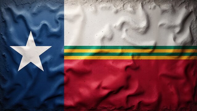 A close up of the flag of Central African Republic painted on a wall. - Powered by Adobe