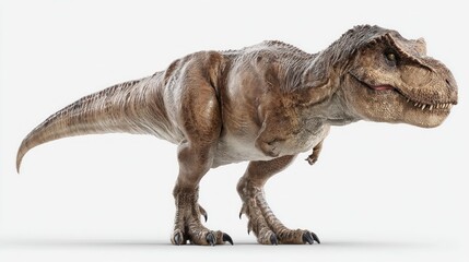 Realistic Tyrannosaurus rex standing on clean white background