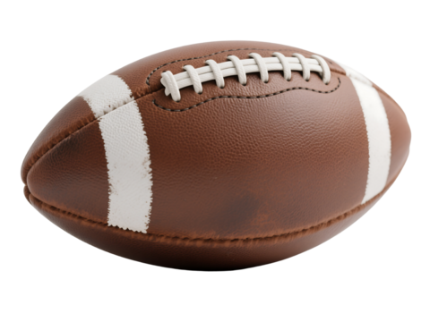 American Football Brown Leather Ball Isolated on Black Background