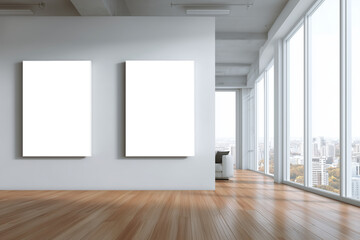 Empty White Canvases Against A White Gallery Wall