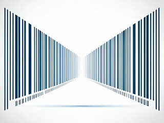 Obraz premium Abstract Barcode Tunnel Perspective on White