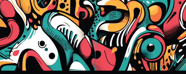Vibrant abstract graffiti with bold colors and dynamic patterns.