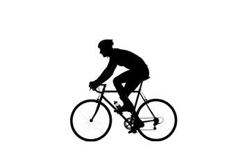 Obraz premium Cyclist silhouette on bicycle isolated on transparent background