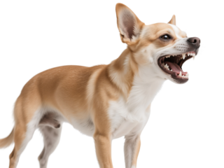Aggressive Small Dog Barks and Shows Teeth