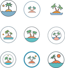 icon vector set of island