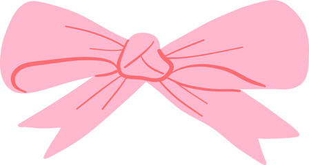 Pink ribbon bow for gift decoration isolated on transparent background