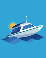 The vessels sleek design optimized for solar energy efficiency ting through the water with ease.. Vector illustration