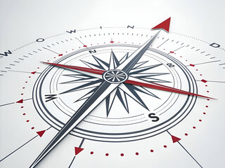 Compass Showing Direction and Guidance on White Background