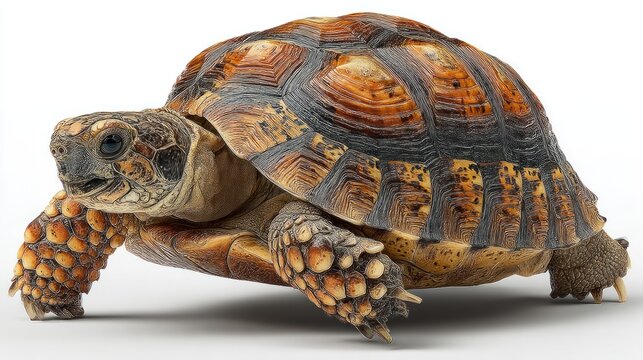 Turtle slowly walking, isolated view