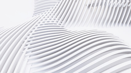 Abstract Curved Shapes. White Circular Background.