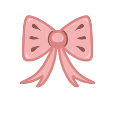 Elegant Pink Ribbon Bow – Flat Design Vector for Gift Wrapping