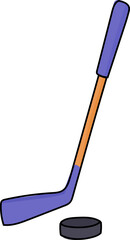 Hockey stick and puck cartoon sport vector illustration