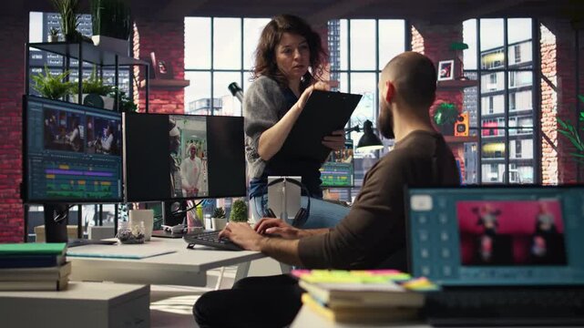 Editors team refines social media content using advanced AI tech, applying film industry editing techniques and data analysis to create compelling, branded reels with follower reach. Camera A.