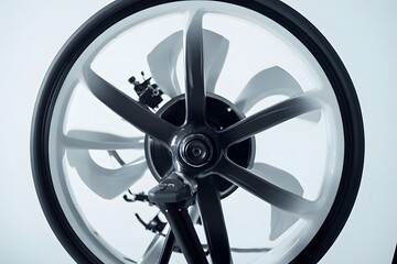 Fototapeta premium Close up view of modern bicycle wheel design showcasing elegant engineering details