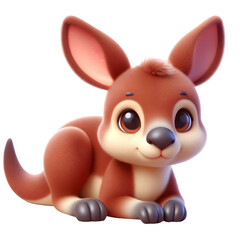 Cute 3d kangaroo isolated on white background
