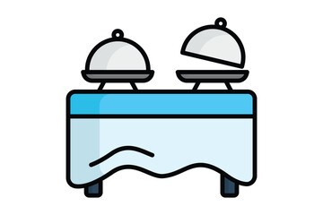 Buffet icon. colored outline icon style. icon related to service food arrangements. catering elements vector illustration