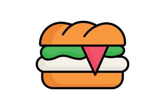 Sandwich icon. colored outline icon style. icon related to common and versatile food item. catering elements vector illustration