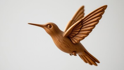 Obraz premium Hummingbird sculpture in studio wooden art piece indoor close-up craftsmanship and design