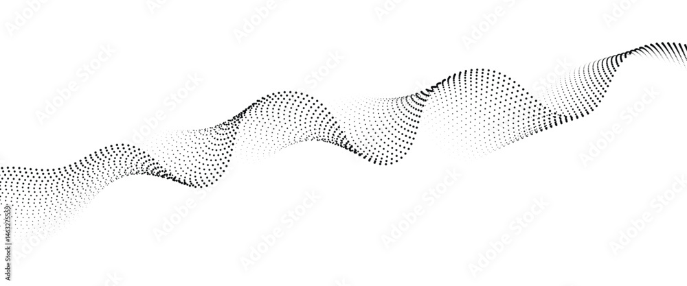 Poster Flowing Dot Wave halftone gradient pattern on transparent background	
