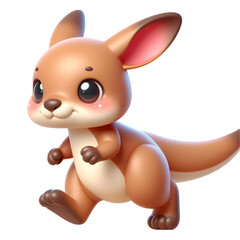 Cute 3d kangaroo isolated on white background