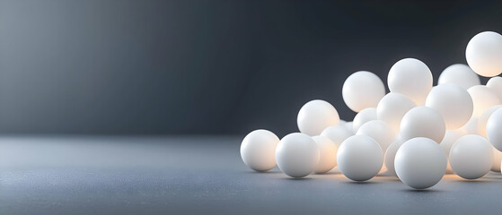 Abstract Glowing White Spheres On Dark Surface