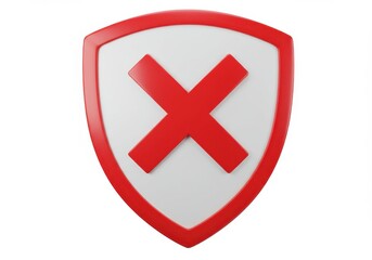 Obraz premium Red cross mark on a shield symbol isolated on white background