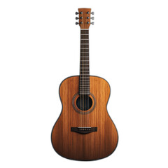 Obraz premium Small acoustic guitar with a wooden body isolated on transparent background.