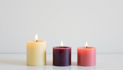 Lighting a relaxing ambiance with colorful candles in a minimalist room