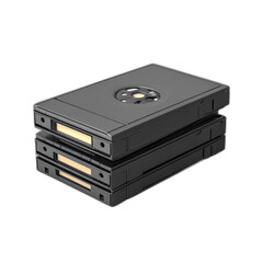 Obraz premium Black box with camera attached isolated on transparent background.