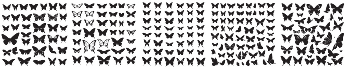 set of vector butterfly silhouette icons