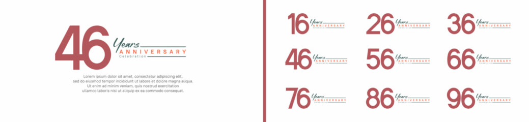 set of anniversary logo style with handwriting. vector design brown color for celebration