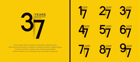 set of anniversary logo style. vector design black color for celebration