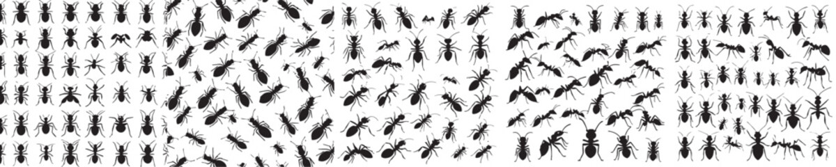 set of vector icons ant silhouettes