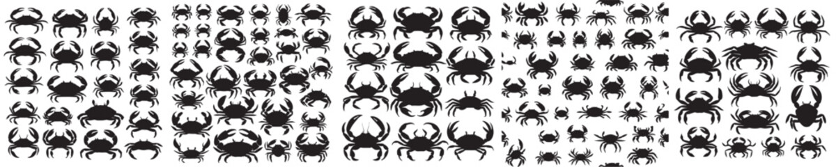 crab silhouette icon vector set