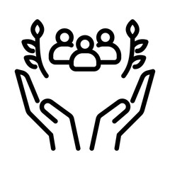 humanity outline icon. support line art illustration.