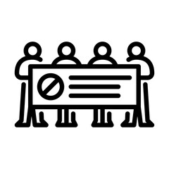 demonstration outline icon. protest line art illustration.