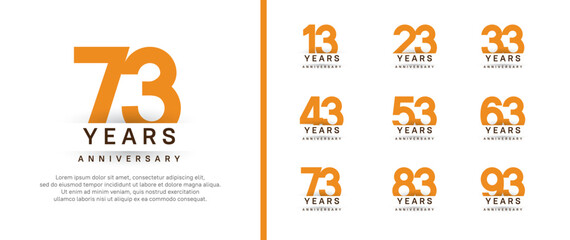 set of anniversary logo style. vector design orange color for celebration