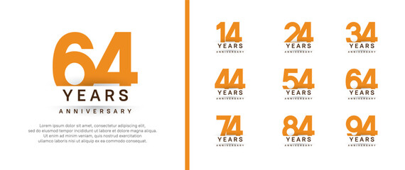 set of anniversary logo style. vector design orange color for celebration