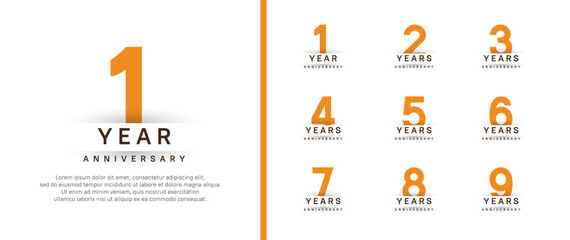 set of anniversary logo style. vector design orange color for celebration