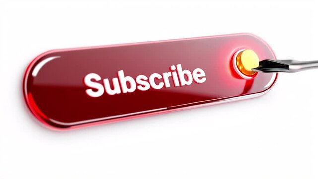 Close-Up 4K Animation of a Red Subscribe Button with Click Effect
