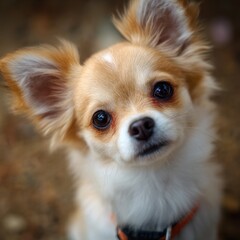 Fototapeta premium Close-up portrait of a curious small dog.