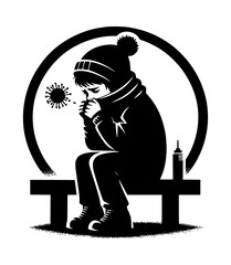 Sick Boy Silhouette Illustration in Black